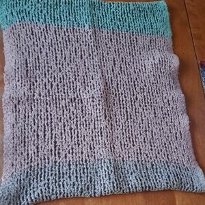 Source Unknown Mint Green, Tan/brown And Pink Wide Infinity Scarf